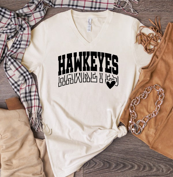 Hawkeyes Heart V-Neck Boutique Style Tee