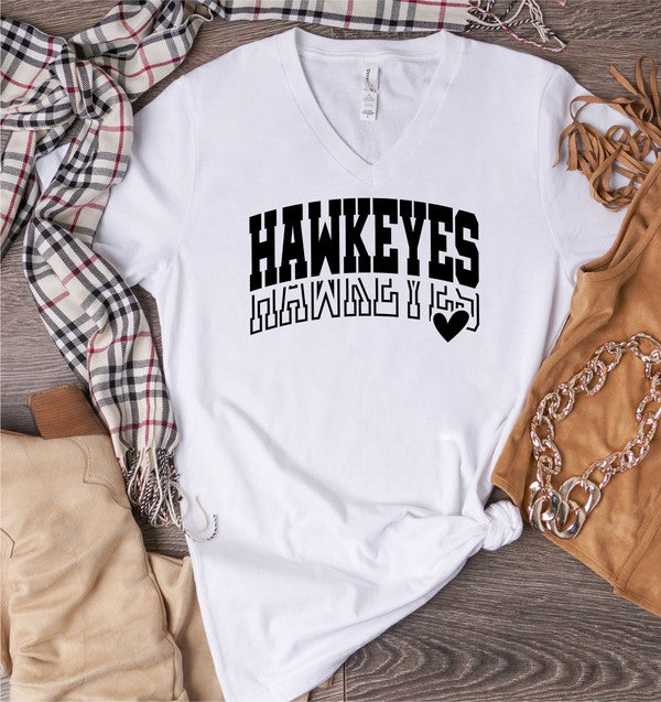 Hawkeyes Heart V-Neck Boutique Style Tee