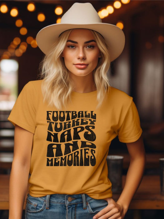 Football Turkey Naps and Memories Graphic Crew Tee