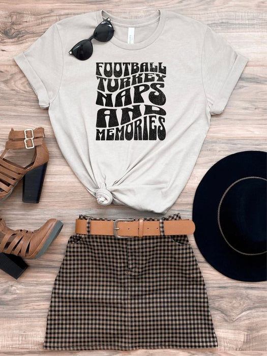 Football Turkey Naps and Memories Graphic Crew Tee