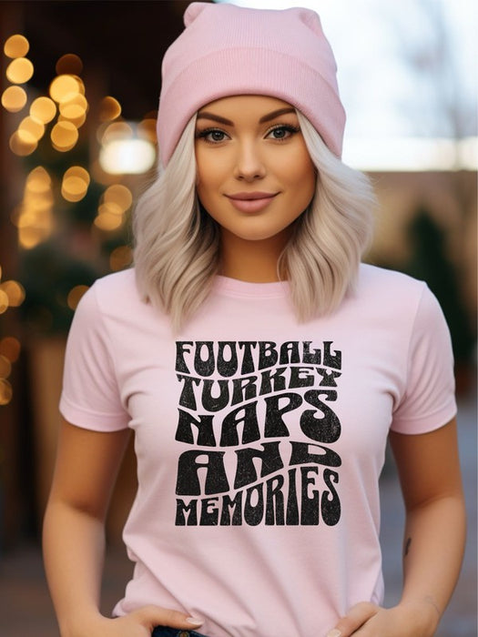 Football Turkey Naps and Memories Graphic Crew Tee