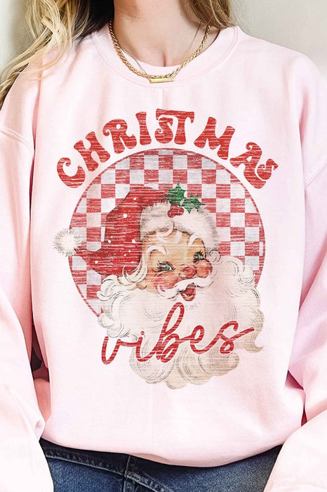 CHRISTMAS SANTA VIBES OVERSIZED GRAPHIC SWEATSHIRT