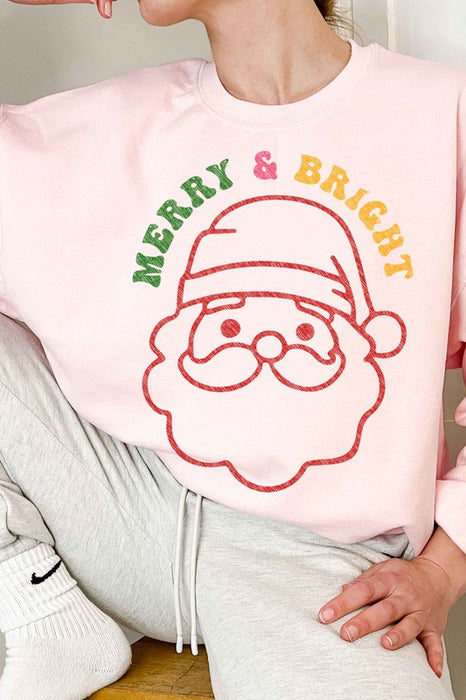 MERRY AND BRIGHT SANTA OVERSIZED SWEATSHIRT