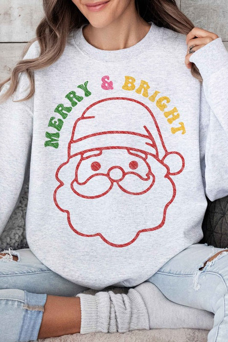 MERRY AND BRIGHT SANTA OVERSIZED SWEATSHIRT