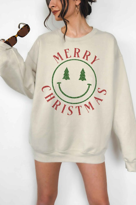 MERRY CHRISTMAS SMILES OVERSIZED SWEATSHIRT