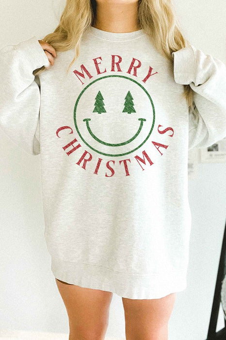 MERRY CHRISTMAS SMILES OVERSIZED SWEATSHIRT