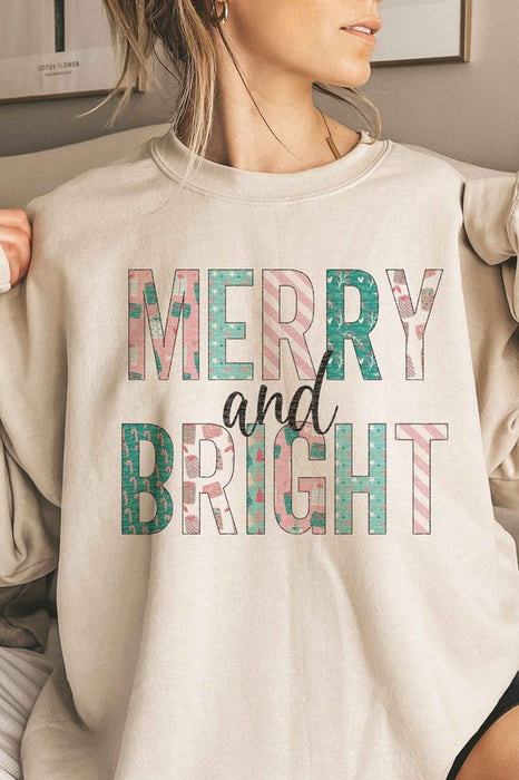 MERRY AND BRIGHT CHRISTMAS OVERSIZED SWEATSHIRT