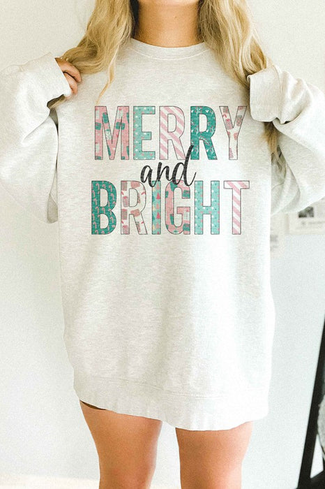 MERRY AND BRIGHT CHRISTMAS OVERSIZED SWEATSHIRT