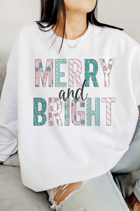 MERRY AND BRIGHT CHRISTMAS OVERSIZED SWEATSHIRT