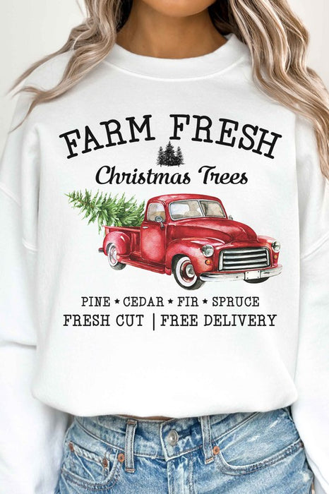 FARM FRESH CHRISTMAS TREES OVERSIZED SWEATSHIRT