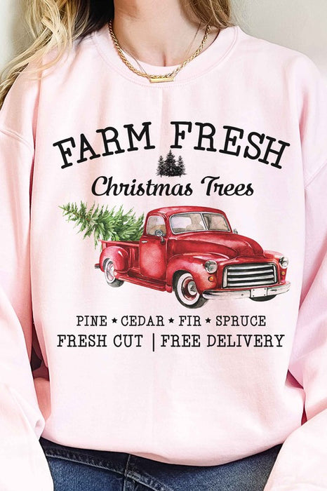 FARM FRESH CHRISTMAS TREES OVERSIZED SWEATSHIRT