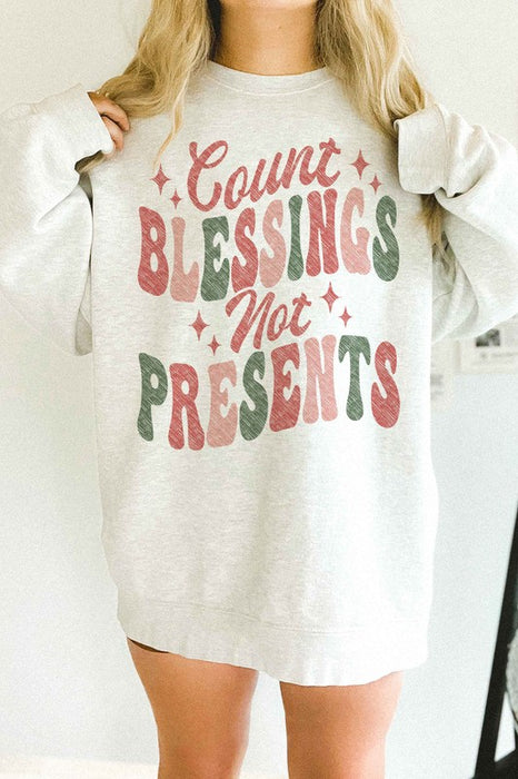 COUNT CHRISTMAS BLESSINGS OVERSIZED SWEATSHIRT