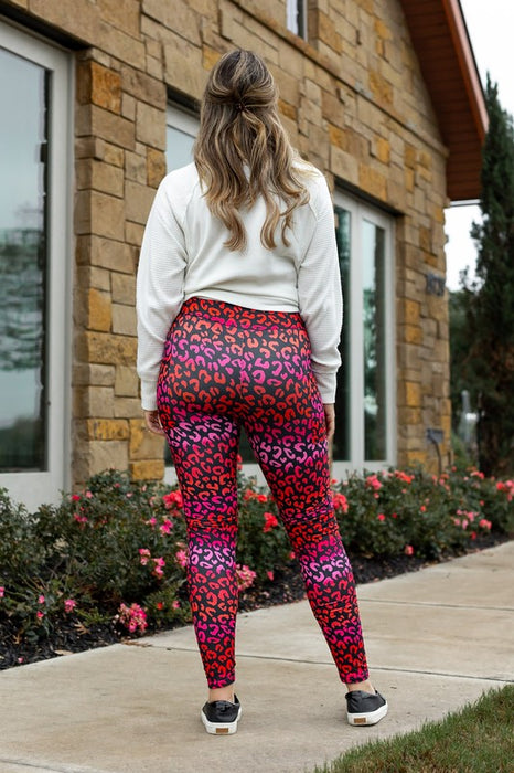 Red and Pink Leopard VDAY leggings