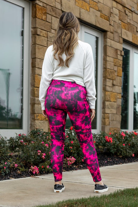 Pink and Black Tie Dye VDay Leggings