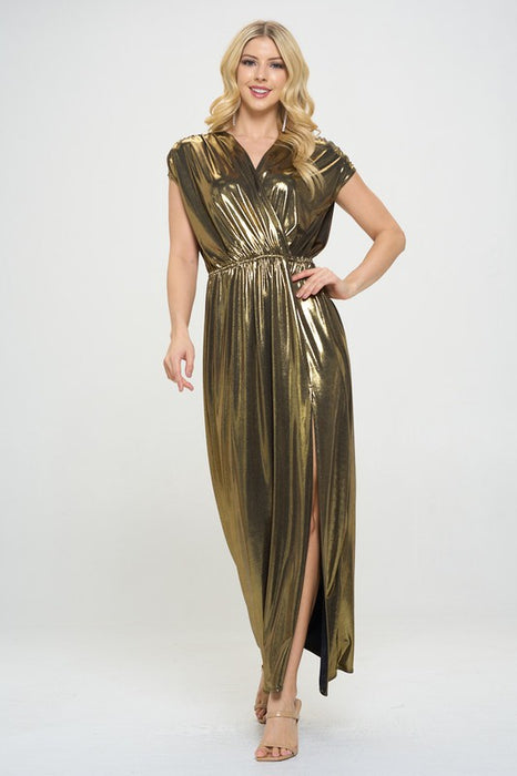 Made in USA Sleeveless Metallic Maxi Dress