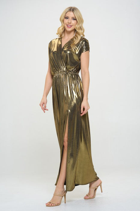 Made in USA Sleeveless Metallic Maxi Dress