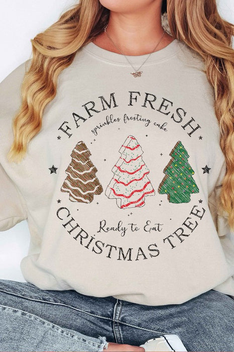 FARM FRESH CHRISTMAS TREES OVERSIZED SWEATSHIRT