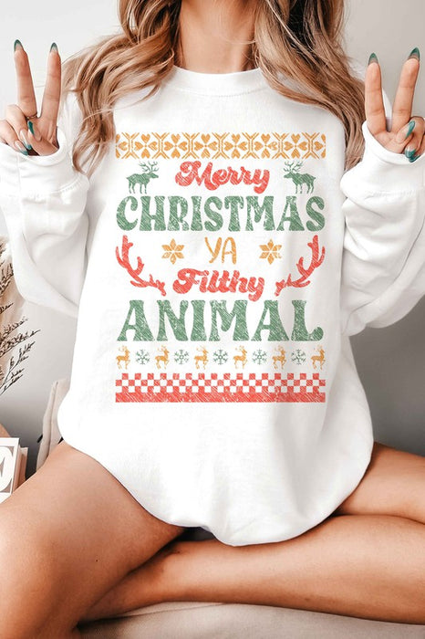 MERRY CHRISTMAS FILTHY ANIMAL OVERSIZED SWEATSHIRT