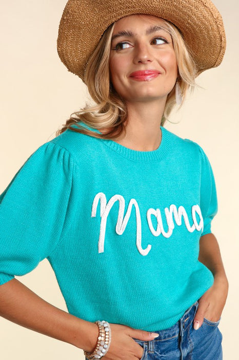 PLUS MAMA POP UP LETTER SWEATER KNIT TOP