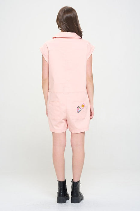 COTTON TWILL UTILITY ROMPER