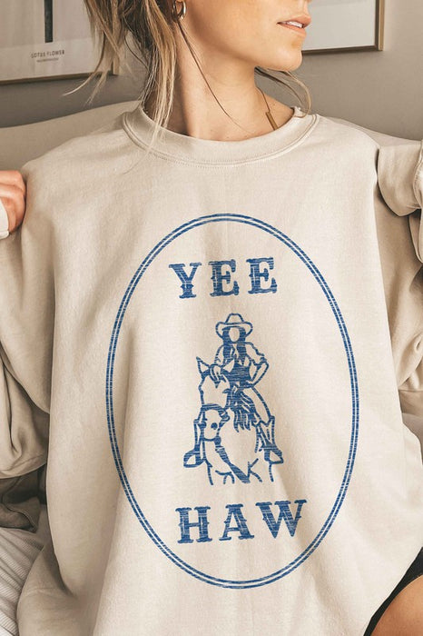 YEE HAW COWGIRL WESTERN OVERSIZED SWEATSHIRT