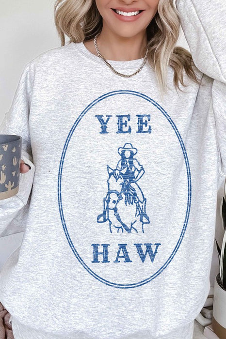 YEE HAW COWGIRL WESTERN OVERSIZED SWEATSHIRT