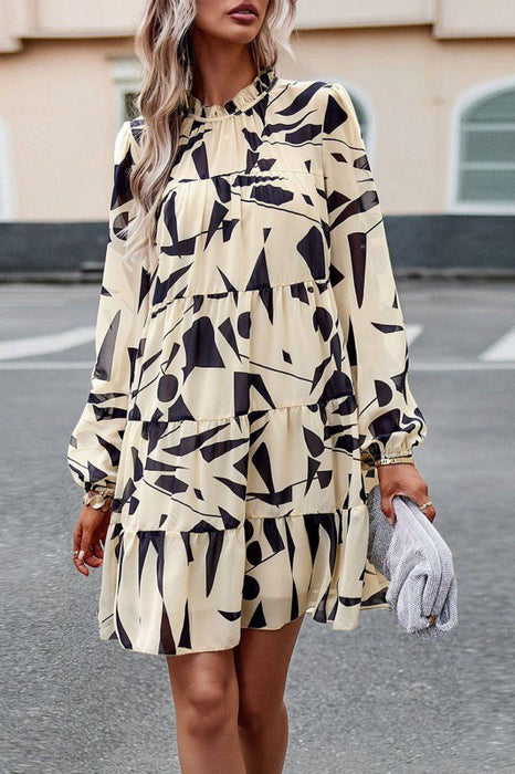 Tiered long sleeve floral dress