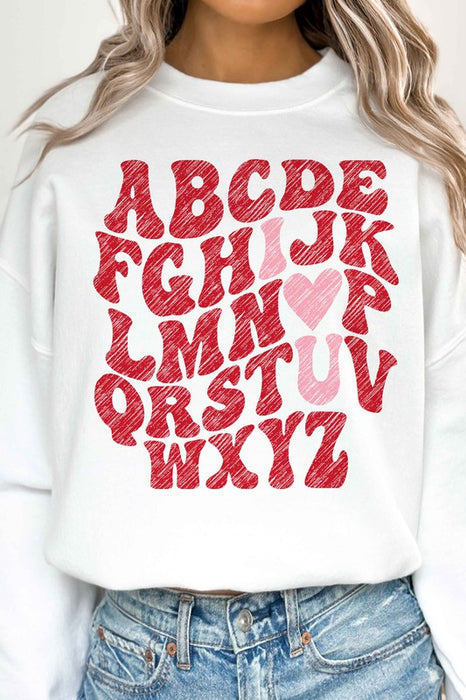 ABCD I LOVE YOU VALENTINES OVERSIZED SWEATSHIRT