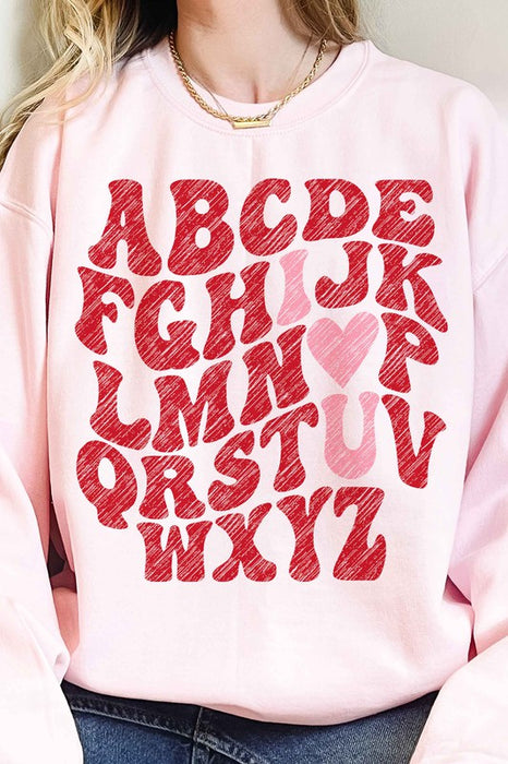 ABCD I LOVE YOU VALENTINES OVERSIZED SWEATSHIRT