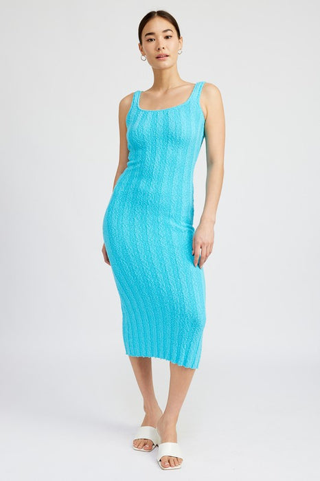 SCOOP NECK RIBBED MIDI DRESS