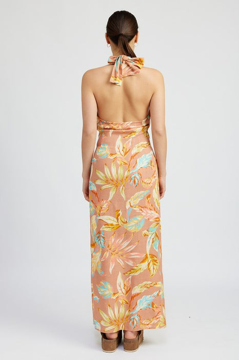 CUT OUT MAXI DRESS WITH BACK TIE