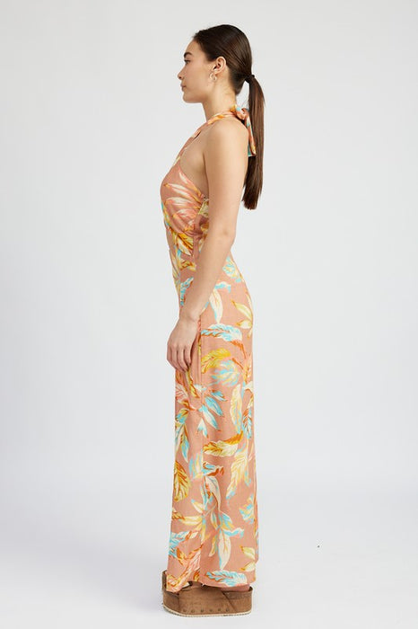 CUT OUT MAXI DRESS WITH BACK TIE