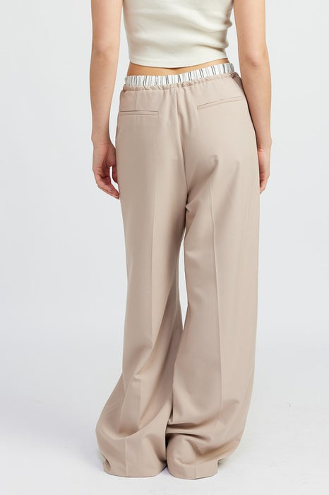 DOUBLE WAIST STREUIGHT LEG PANTS