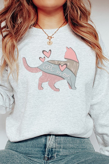 Cat Mom Soft Colored Graphic Sweatshirt