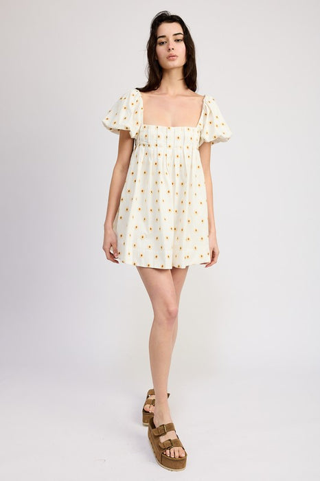 PUFF SLEEVE BABY DOLL DRESS