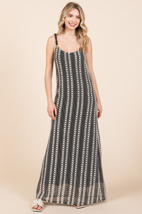 Plus Stripe See-Through Maxi Dress