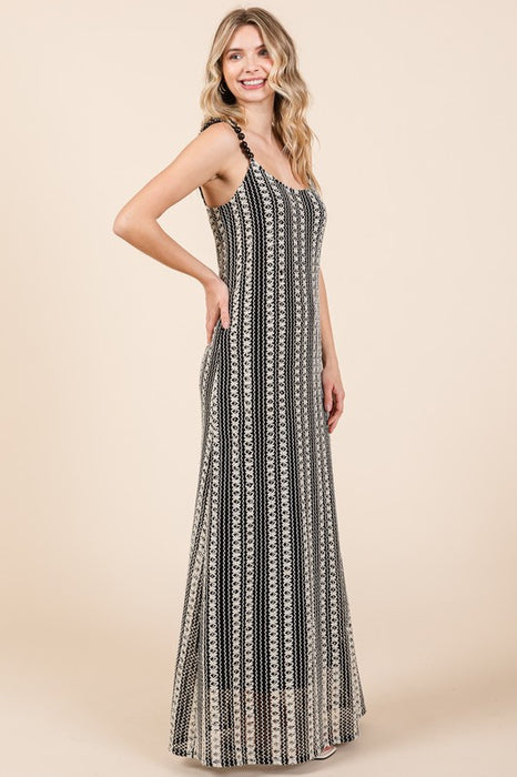 Plus Stripe See-Through Maxi Dress