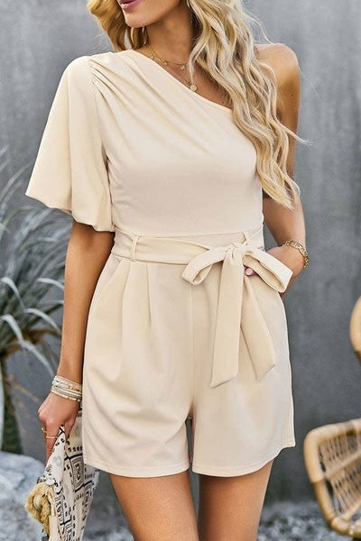 Women's Romper One Shoulder Tie Waist Jumpsuits