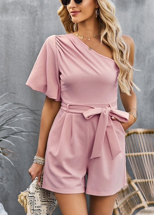 Women's Romper One Shoulder Tie Waist Jumpsuits