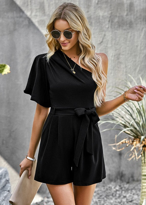 Women's Romper One Shoulder Tie Waist Jumpsuits