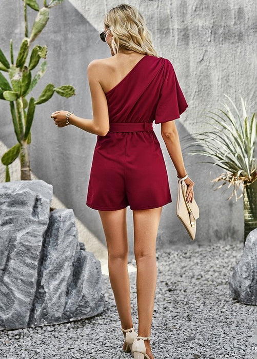 Women's Romper One Shoulder Tie Waist Jumpsuits