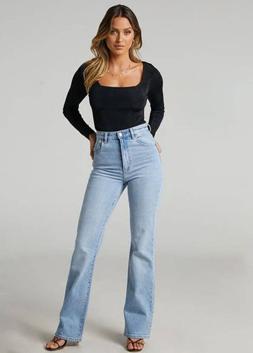 Women's Sexy Square Neck Bodysuit Long Sleeve Tops