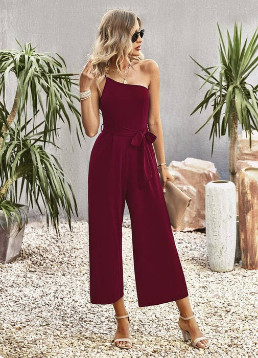 Women's Tube Top Off Shoulder Wide Leg Jumpsuits