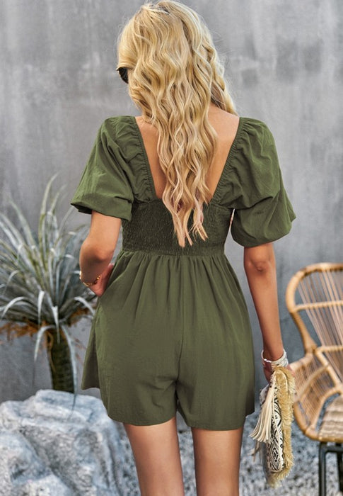 Womens High Waist Ruffle Sleeves Outfits Jumpsuits