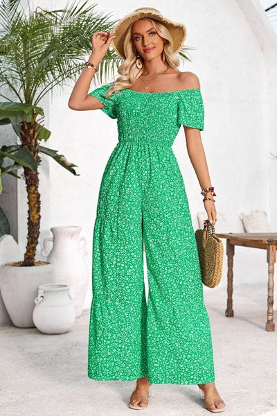 Womens Short Sleeve Wide Leg Romper Jumpsuits