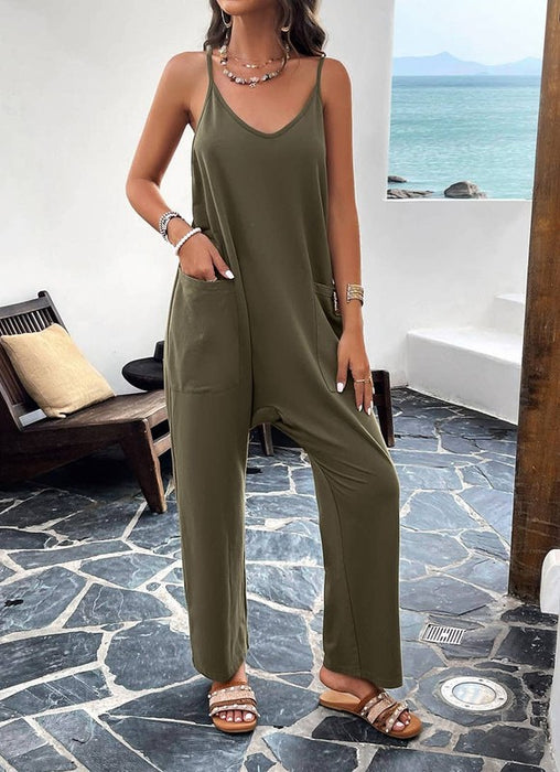 Womens Sleeveless Jumpsuits Spaghetti Strap