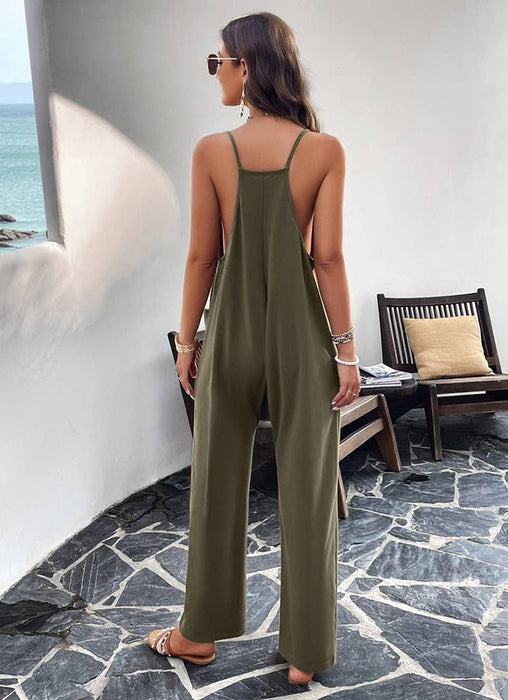 Womens Sleeveless Jumpsuits Spaghetti Strap