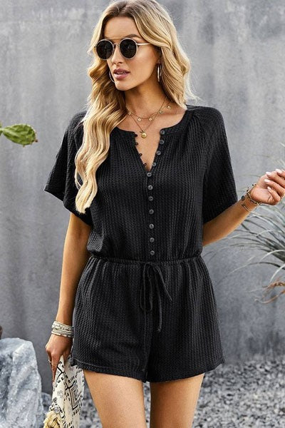 Womens V Neck Knit Sleeve One Piece Jumpsuits