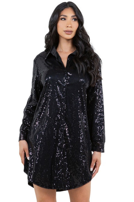 SEXY FASHION SHIRT SEQUINS DRESS