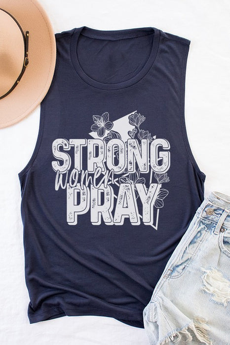 Strong Women Pray Muscle Tank Top